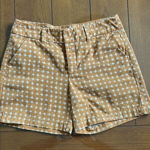 Merona Fit 1 Women’s Gold Tan Chino Shorts 100% Cotton Geometric Size 4